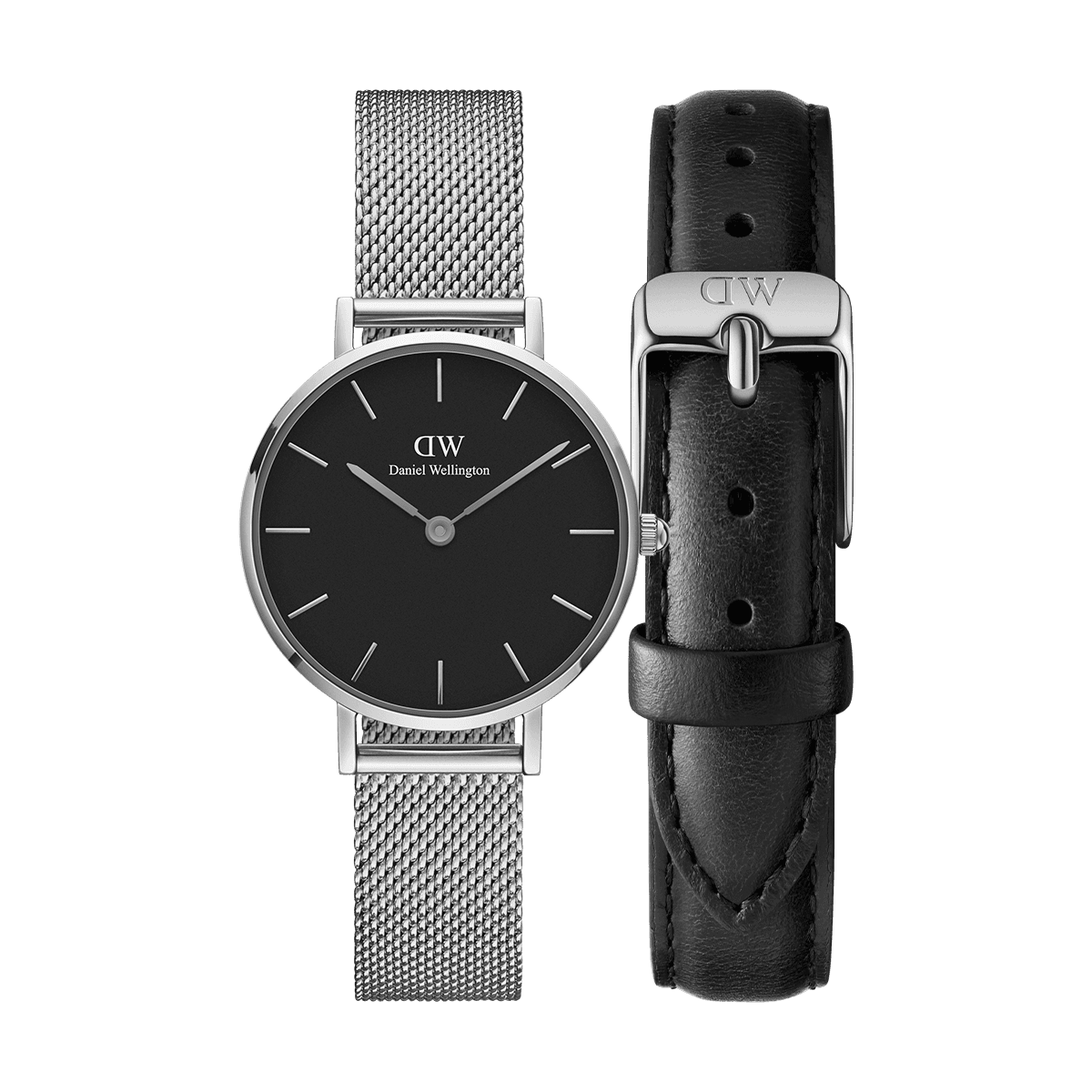 dw官网 dw手表官网 dw中国官网 dw官方旗舰店 DW DW官网 Bundle W+S Petite Black Sterling Silver 28mm+Sheffield Silver 12mm